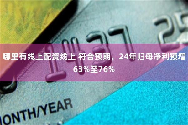 哪里有线上配资线上 符合预期，24年归母净利预增63%至76%